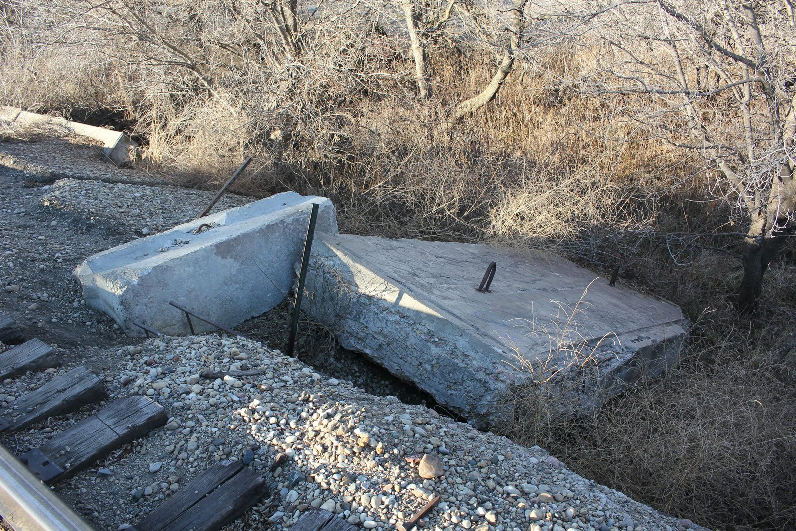 Slab span from south track discarded in ditch